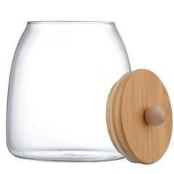 Цукорниця скляна з бамбуковою кришкою, 950мл 2007 фото
