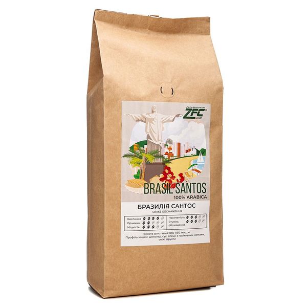 Кава в зернах ZFC Бразилія Сантос 1 кг 123 фото