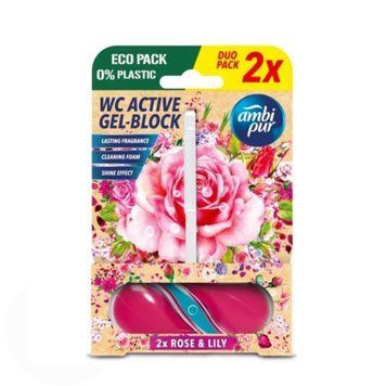 Гелевий підвісний блок для туалету Ambi Pur WC Active Gel-Block Троянда і лілія, 2х45 г copy_199891 фото