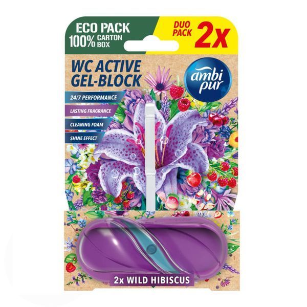 Гелевий підвісний блок для туалету Ambi Pur WC Active Gel-Block Дикий гібіскус, 45 г 199891 фото