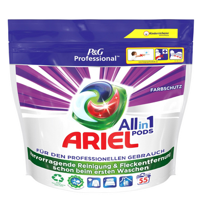 Капсули для прання кольорових речей Ariel Professional All-In-1 Pods Colour Detergent, 55шт 16057 фото