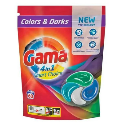 Капсули для прання Gama 4in1 "Colors&Darks" (60шт.)-1320g. 3352 фото