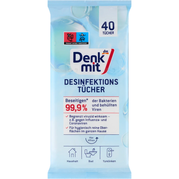Дезінфікуючі серветки для поверхонь DenkMit Desinfektion, 40 шт 17639 фото
