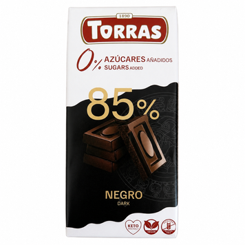 Шоколад чорний без глютену та цукру Torras 85%, 75г 19825 фото
