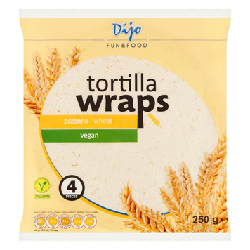 Тортилья пшенична Dijo Tortilla Wraps Wheat (веганська), 4 шт, 250 г 19858 фото