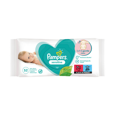 Дитячі вологі серветки Pampers Sensitive, 52 шт 16097 фото